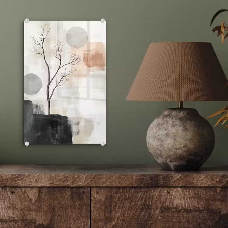 Glas schilderij - Wabi sabi - Beige - Plant — 4