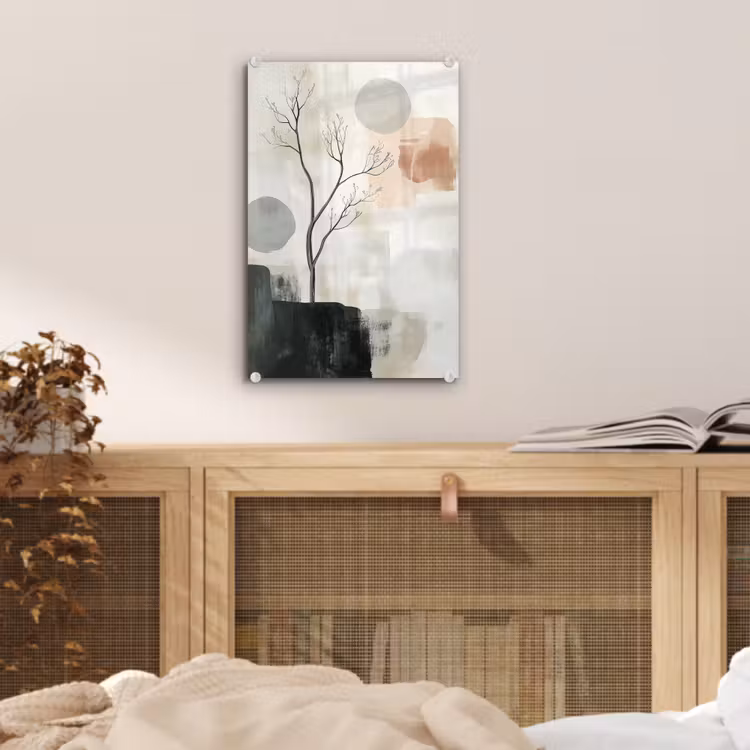 Glas schilderij - Wabi sabi - Beige - Plant — 5