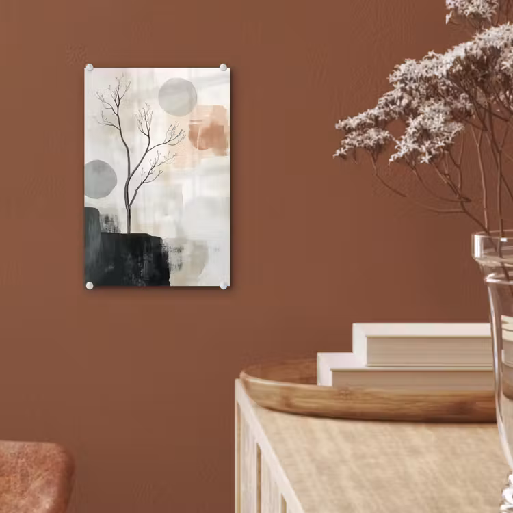 Glas schilderij - Wabi sabi - Beige - Plant — 6