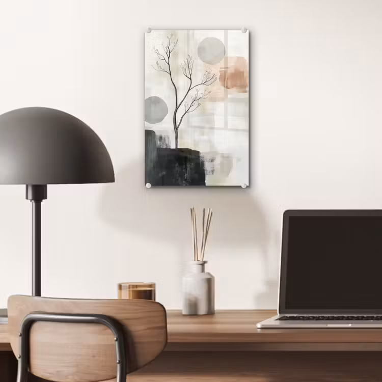 Glas schilderij - Wabi sabi - Beige - Plant — 7