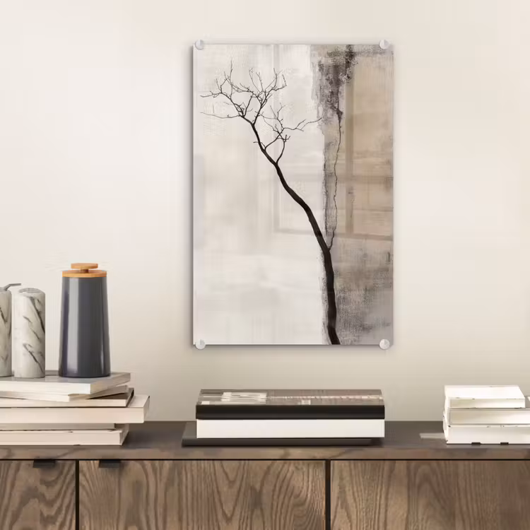Glas schilderij - Wabi sabi - Plant - Beige — 2