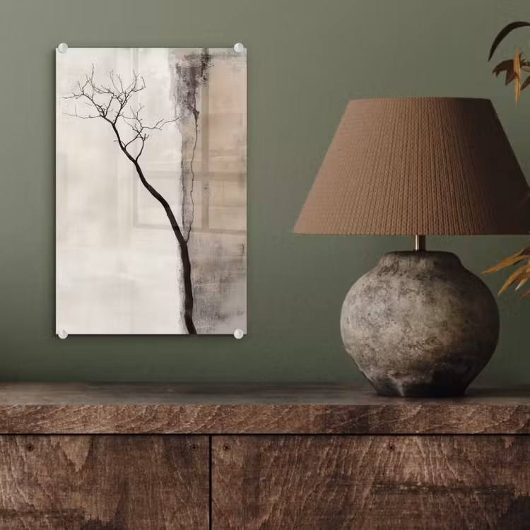 Glas schilderij - Wabi sabi - Plant - Beige — 4