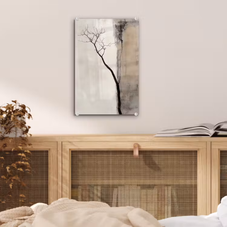 Glas schilderij - Wabi sabi - Plant - Beige — 5