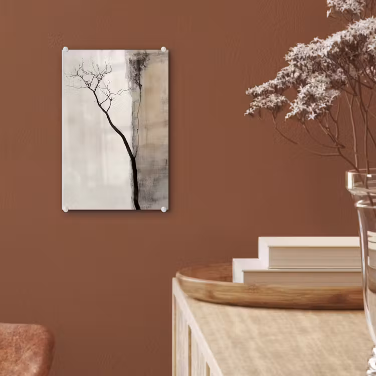 Glas schilderij - Wabi sabi - Plant - Beige — 6