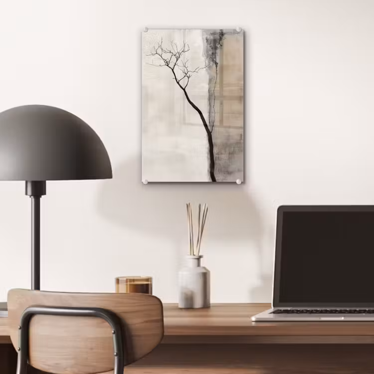Glas schilderij - Wabi sabi - Plant - Beige — 7