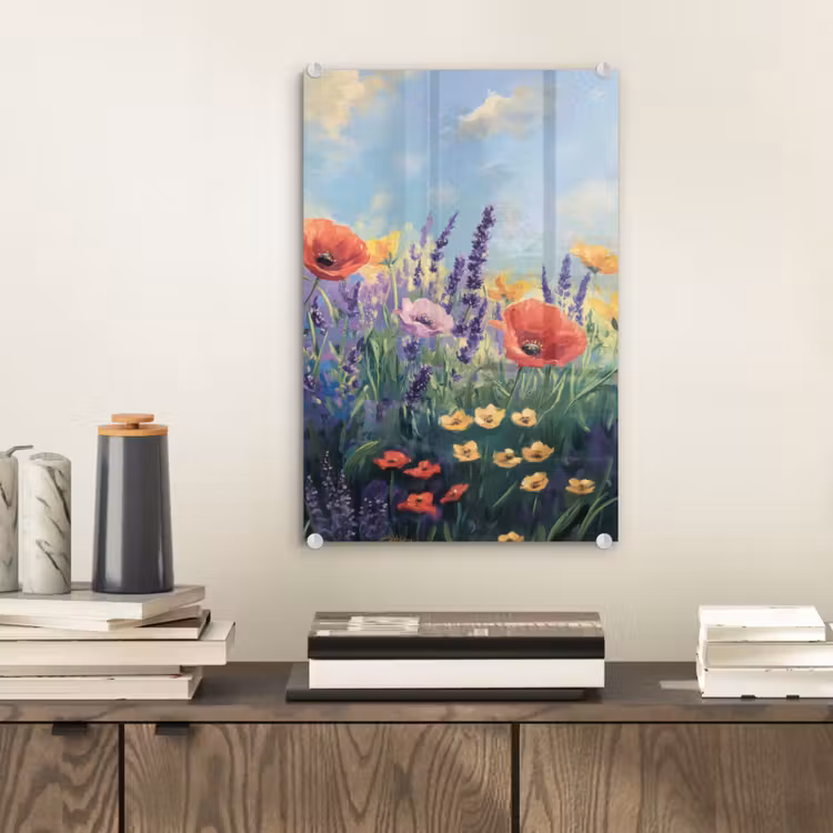 Glas schilderij - Weide - Bloemen - Kleurrijk — 2