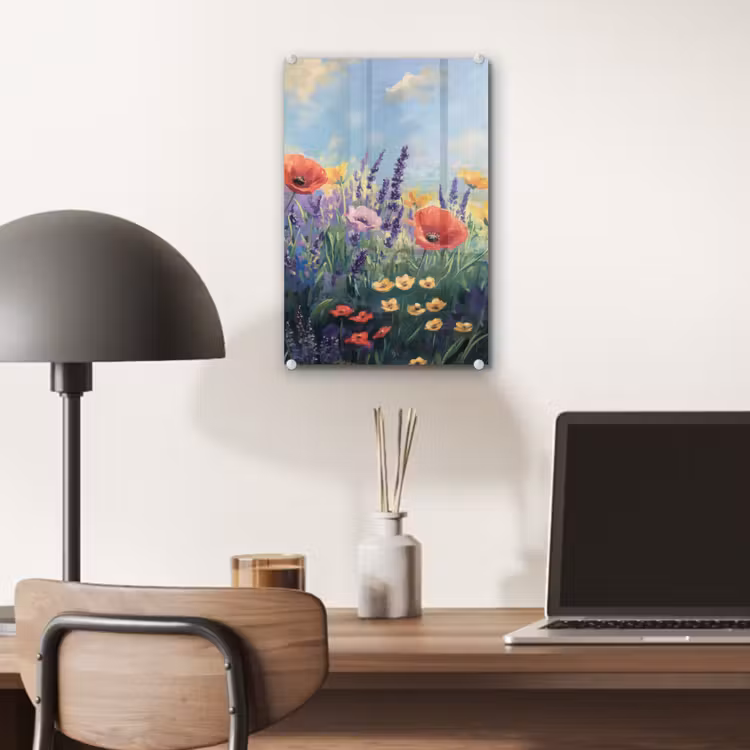 Glas schilderij - Weide - Bloemen - Kleurrijk — 7