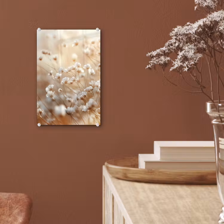 Glas schilderij - Wilde - Bloemen - Wit — 6