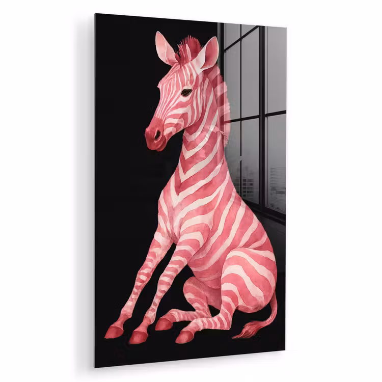 Glas schilderij - Zebra - Roze - Gestreept — 1