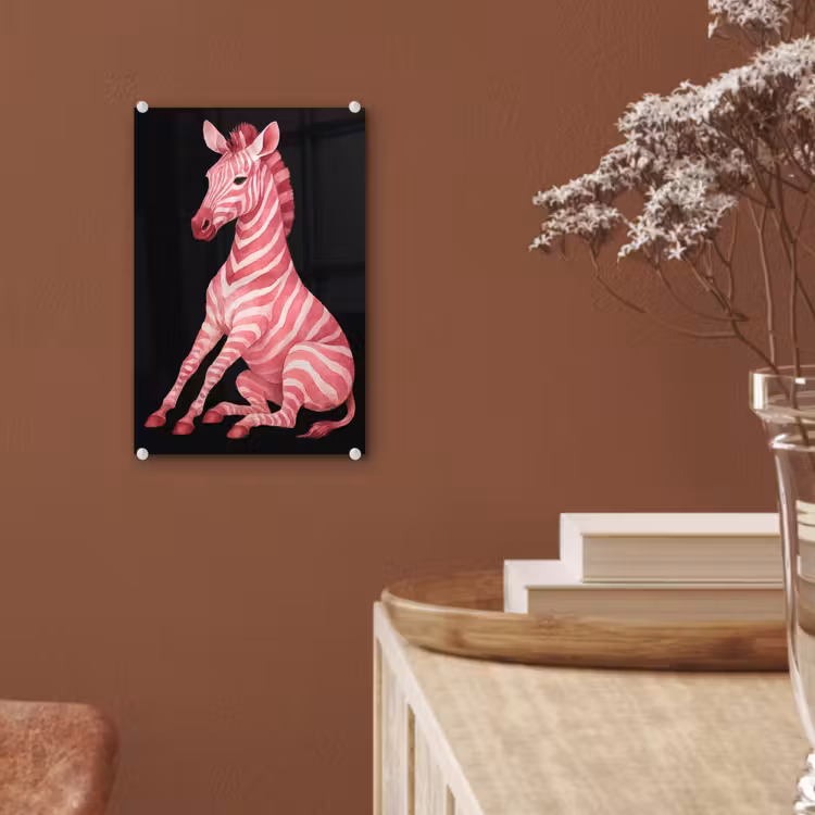 Glas schilderij - Zebra - Roze - Gestreept — 6