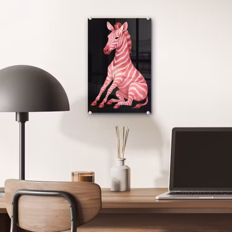 Glas schilderij - Zebra - Roze - Gestreept — 7