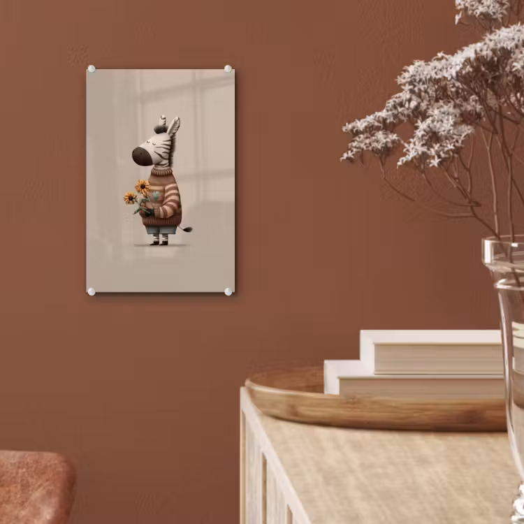 Glas schilderij - Zebra - Zonnebloemen - Warm — 6