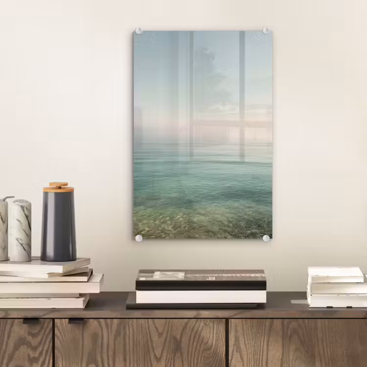 Glas schilderij - Zee - Horizon - Blauw - Mist — 2