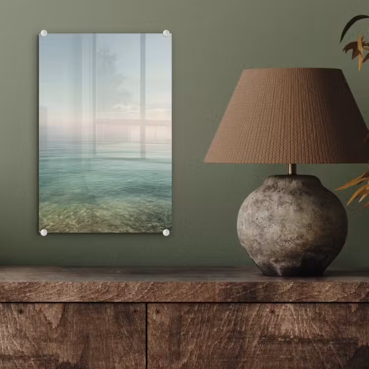 Glas schilderij - Zee - Horizon - Blauw - Mist — 4