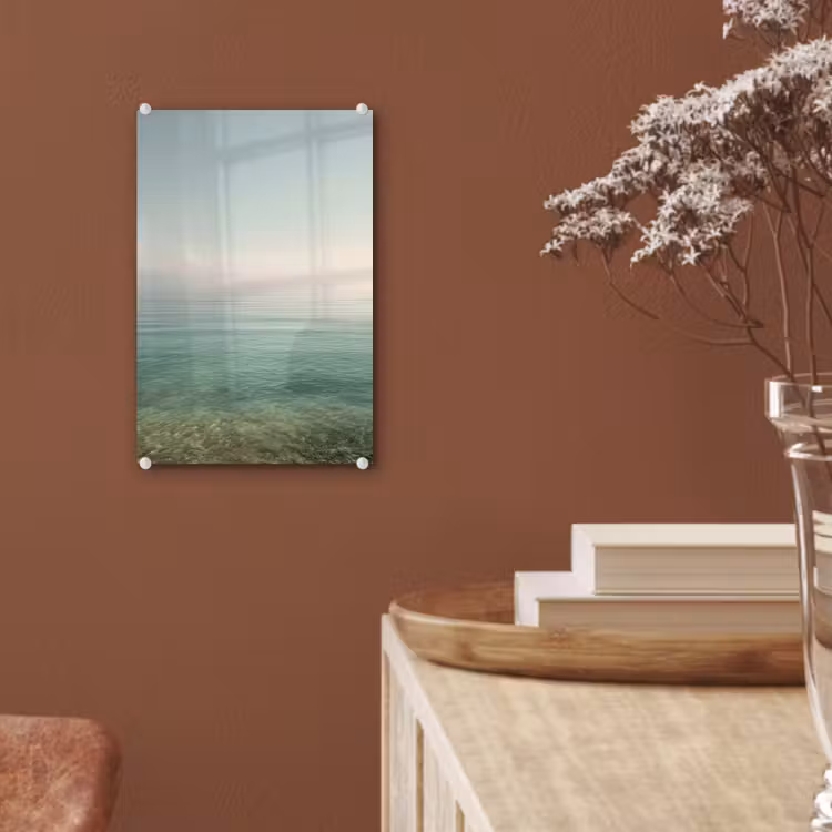 Glas schilderij - Zee - Horizon - Blauw - Mist — 6