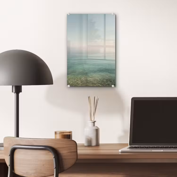 Glas schilderij - Zee - Horizon - Blauw - Mist — 7