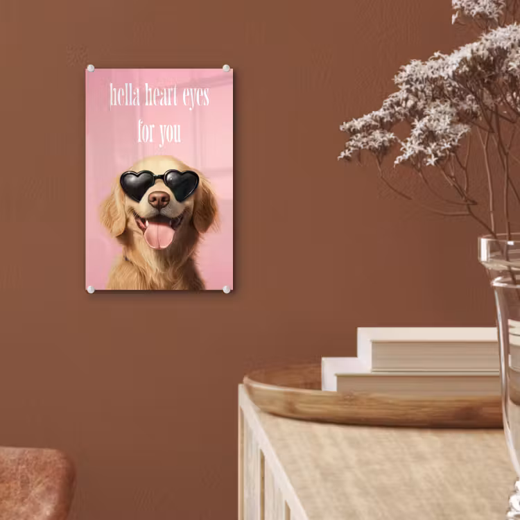 Glas schilderij - Zonnebril - Hartjes - Hond - Valentijn — 6