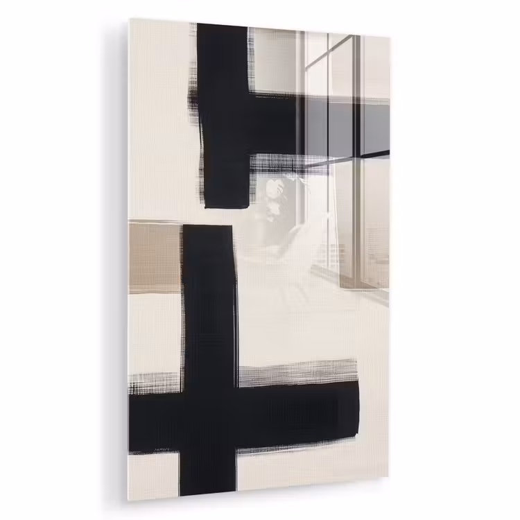 Glas schilderij - Zwart - Abstract - Japandi — 1