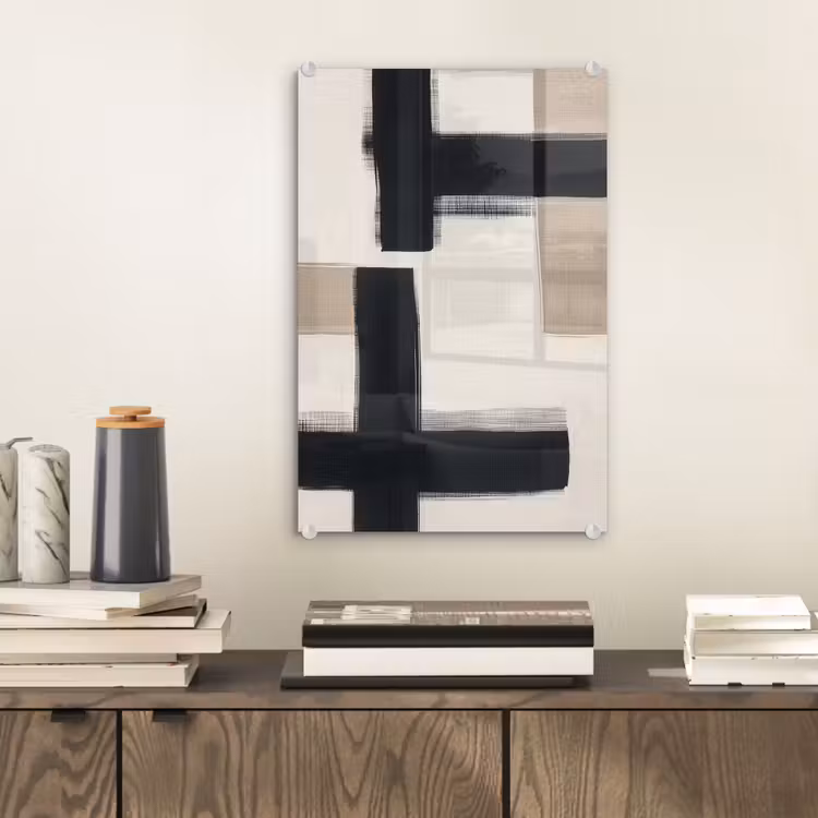 Glas schilderij - Zwart - Abstract - Japandi — 2
