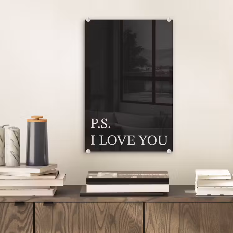 Glas schilderij - Zwart - Minimalistisch - Valentijn — 2