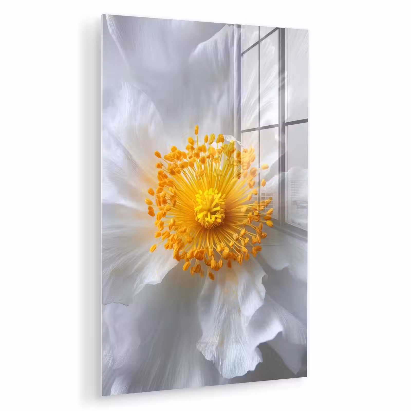 Glas schilderij - Wit - Bloem - Elegant — 1