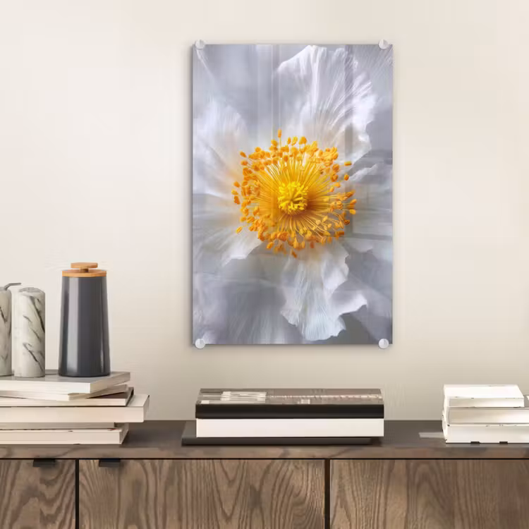 Glas schilderij - Wit - Bloem - Elegant — 2