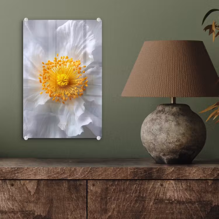 Glas schilderij - Wit - Bloem - Elegant — 4