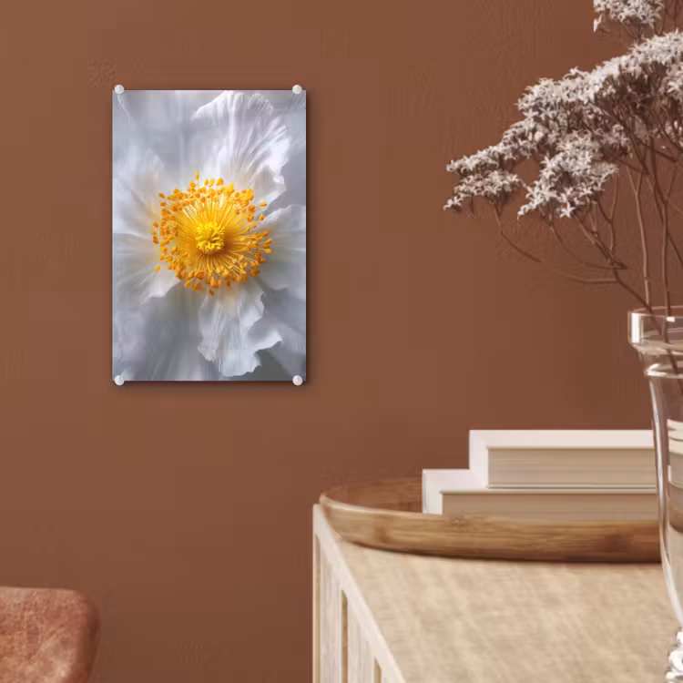Glas schilderij - Wit - Bloem - Elegant — 6