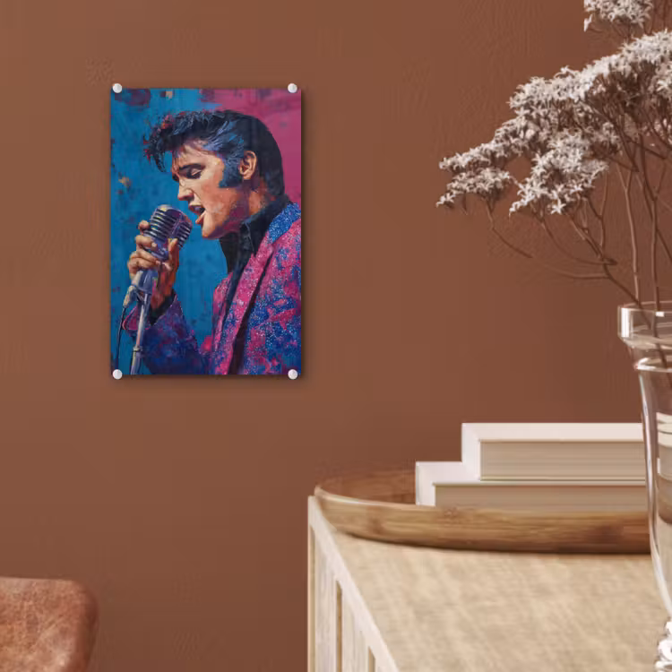 Glas schilderij - Zingende man - Glitterjas - Microfoon — 6