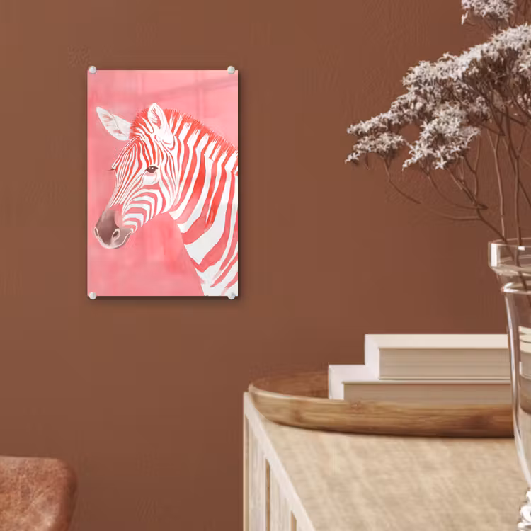 Glas schilderij - Zebra - Pink - Verf — 6