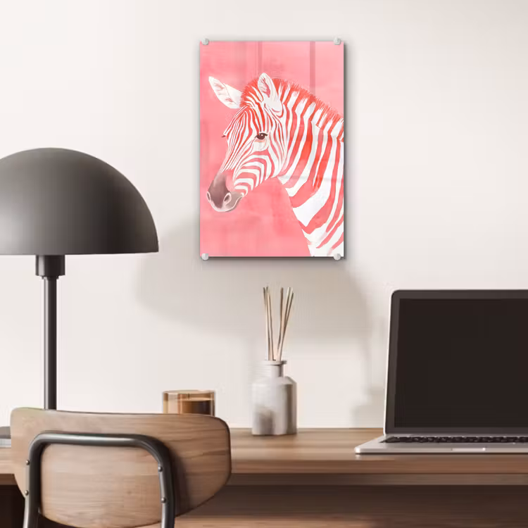 Glas schilderij - Zebra - Pink - Verf — 7