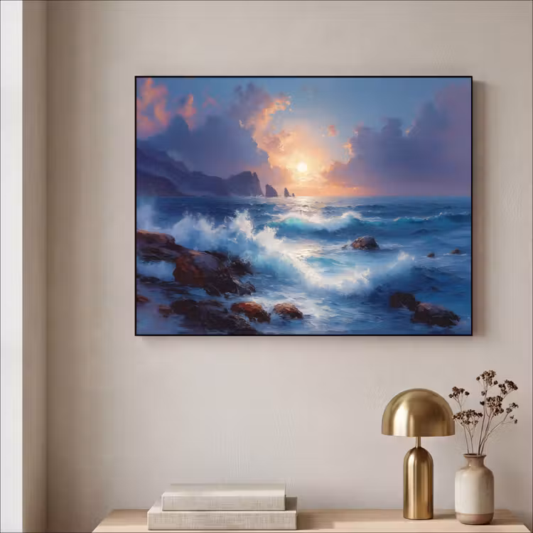 Art Frame - Golven - Zee - Kleurrijk - Rotsen — 3