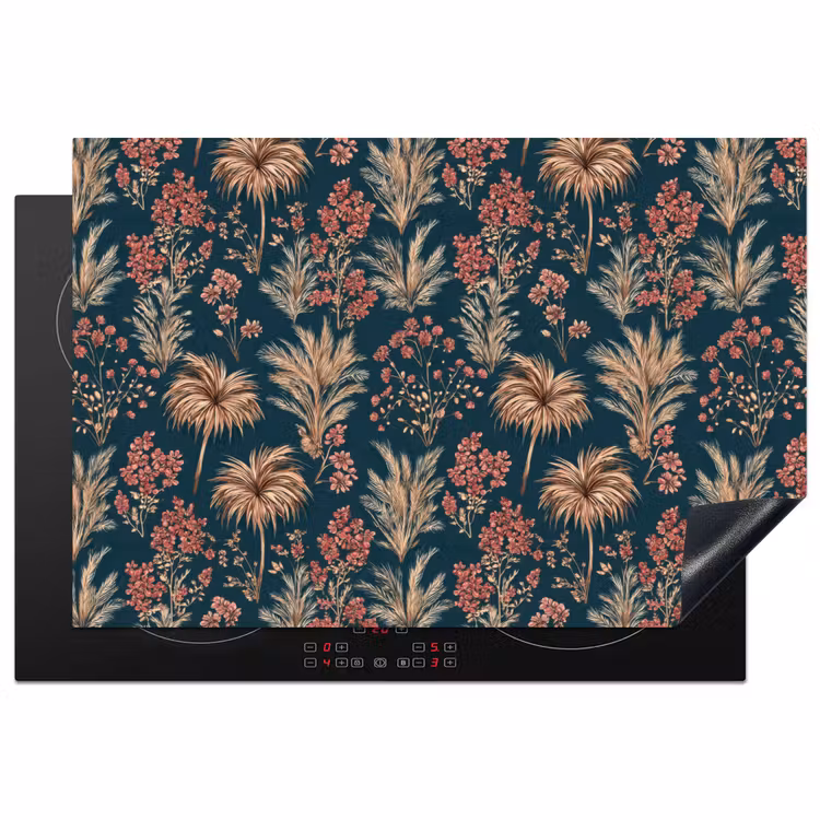 Inductie beschermer - Botanisch - Patroon - Blauw — 2