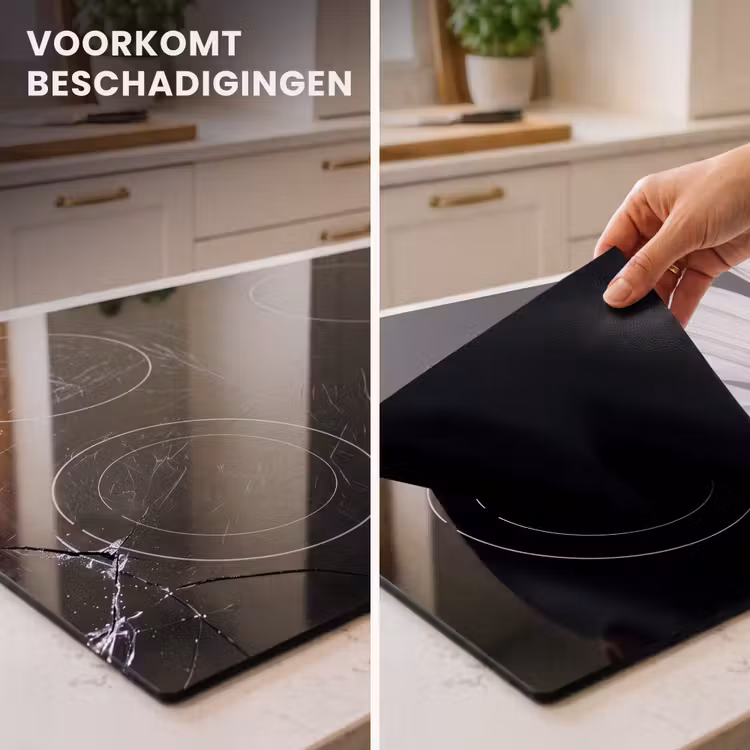 Inductie beschermer - Bloem - Minimalistisch - Zwart - Wit — 1