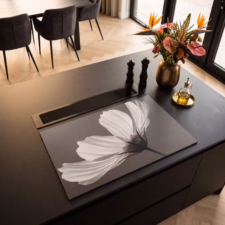 Inductie beschermer - Bloem - Minimalistisch - Zwart - Wit — 3