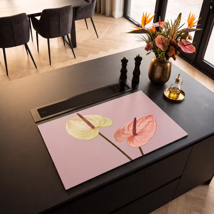 Inductie beschermer - Bloemen - Anthuriums - Geel - Roze — 3