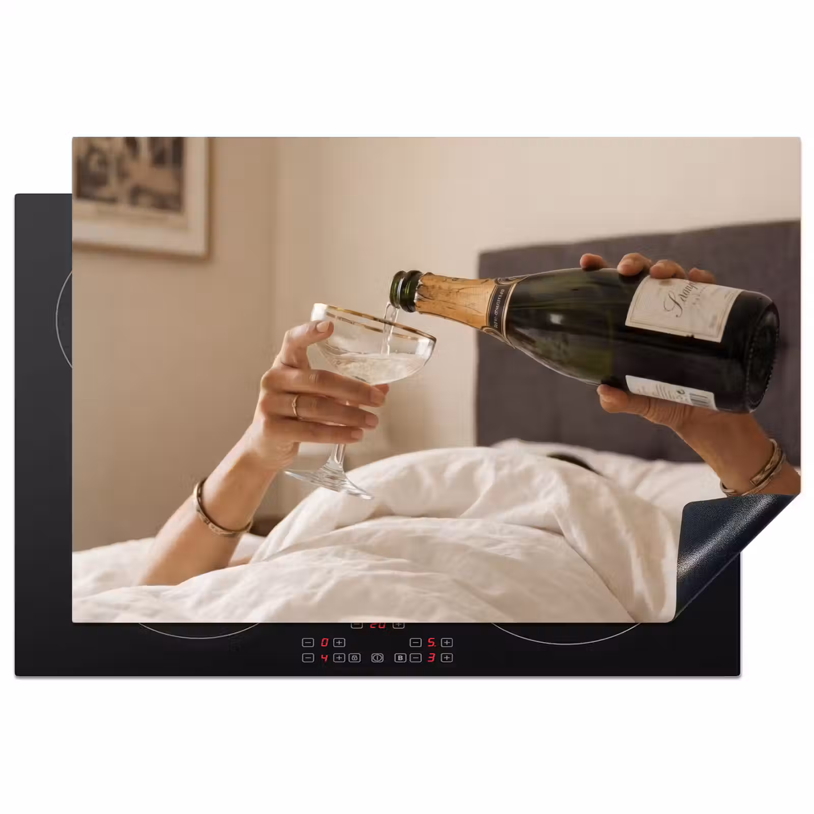 Inductie beschermer - Champagne - Bed - Bubbels — 1
