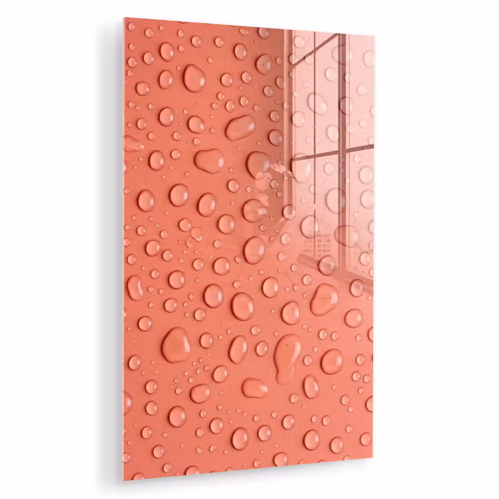Glas schilderij - Water - Druppels - Roze — 1