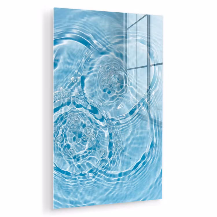 Glas schilderij - Water - Blauw - bubbels — 1