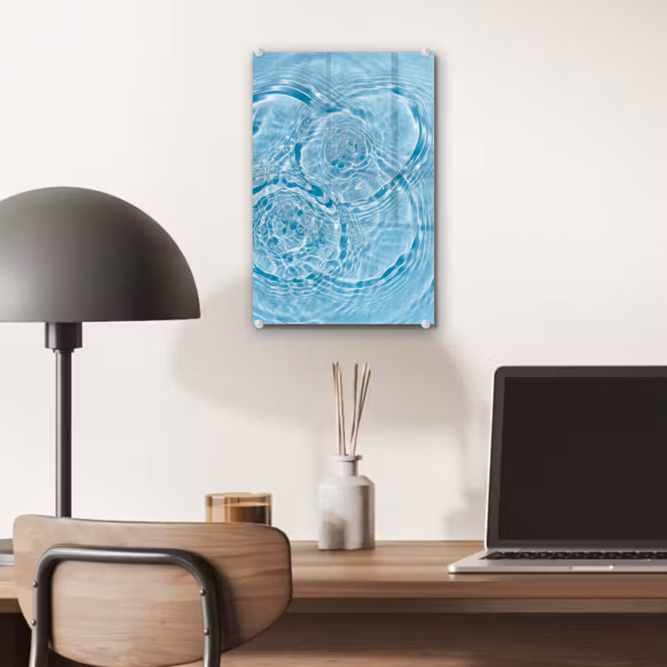 Glas schilderij - Water - Blauw - bubbels — 7