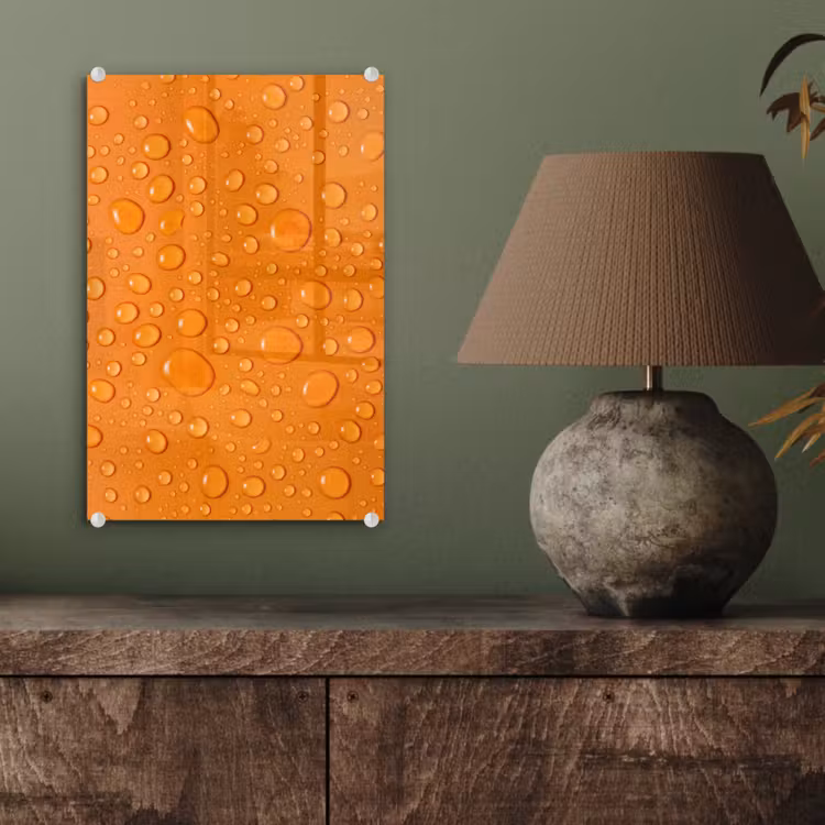 Glas schilderij - Water - Druppels - Oranje — 4