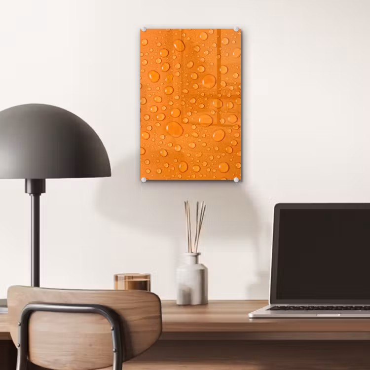 Glas schilderij - Water - Druppels - Oranje — 7