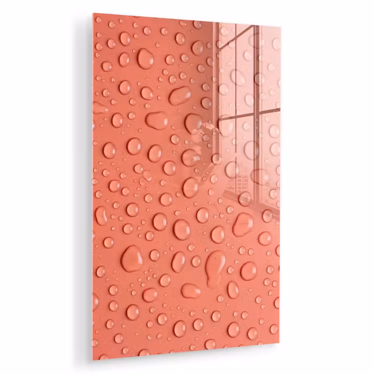 Glas schilderij - Water - Druppels - Roze — 1