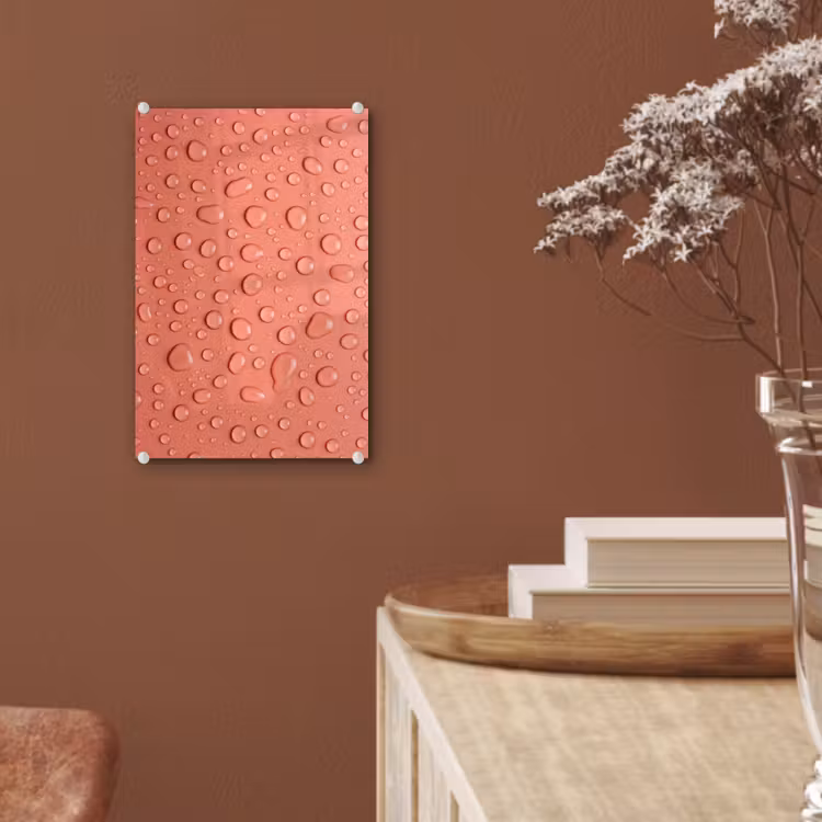 Glas schilderij - Water - Druppels - Roze — 6