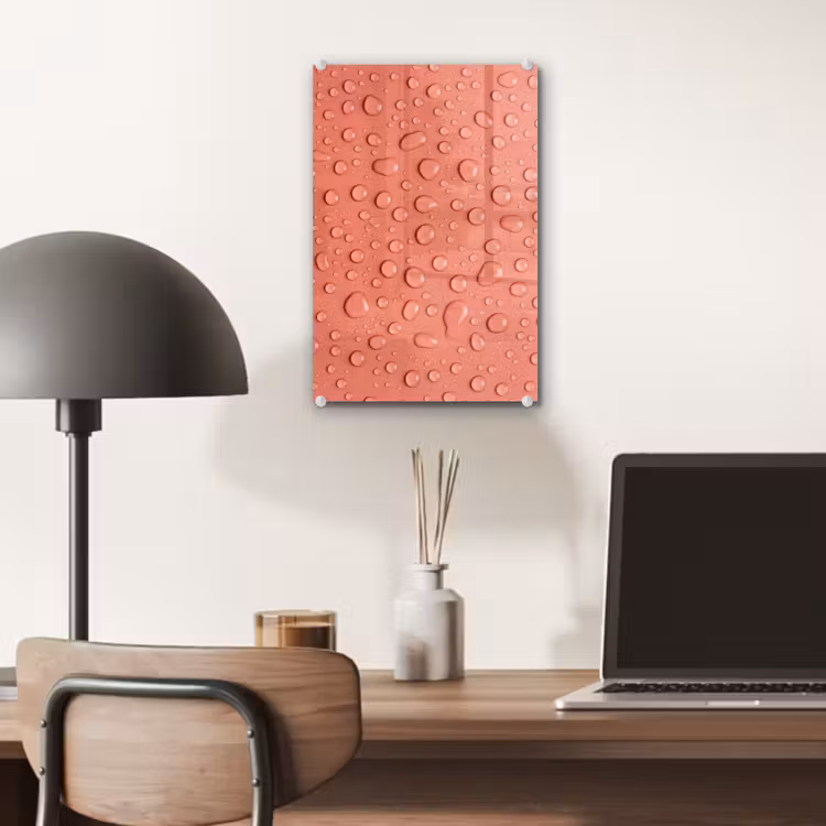 Glas schilderij - Water - Druppels - Roze — 7