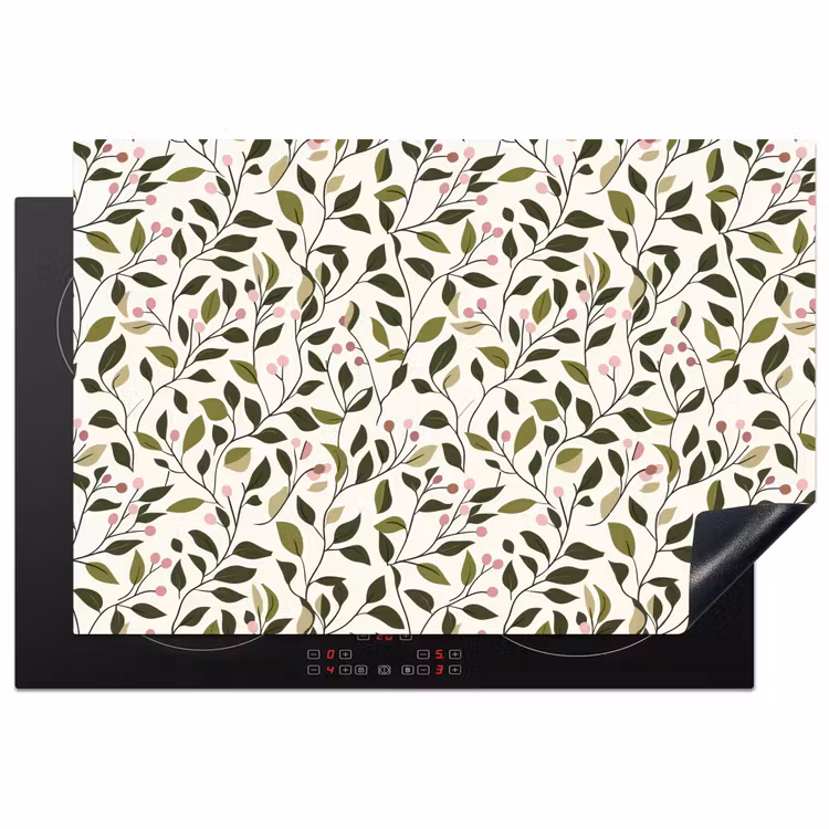 Inductie beschermer - Bladeren - Bessen - Roze — 2