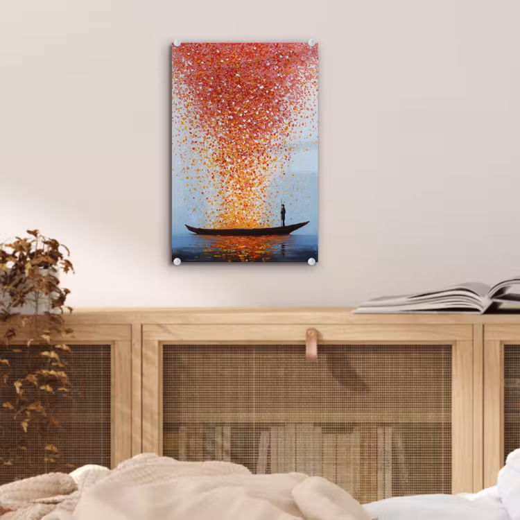 Glas schilderij - Wolk - Confetti - Boot - Wateroppervlakte — 5