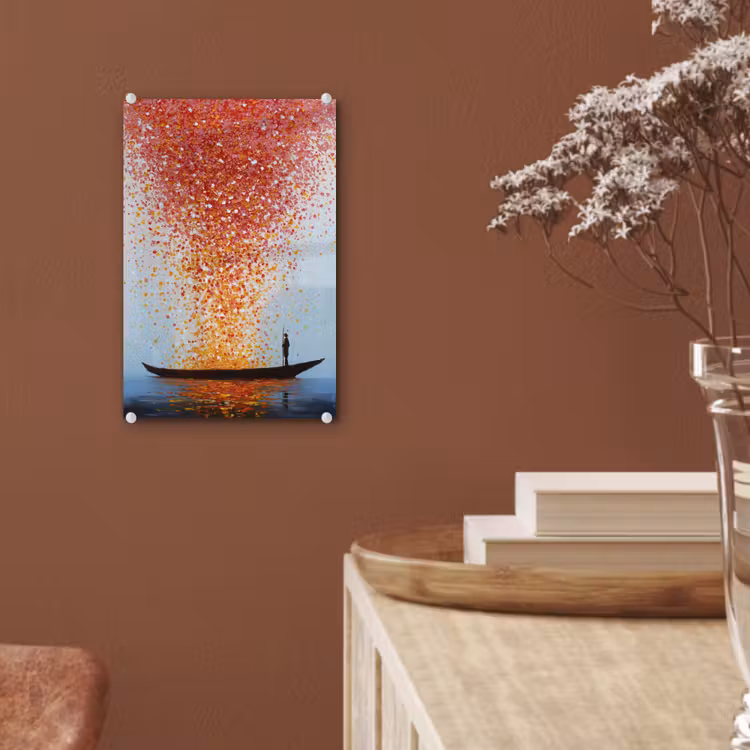 Glas schilderij - Wolk - Confetti - Boot - Wateroppervlakte — 6
