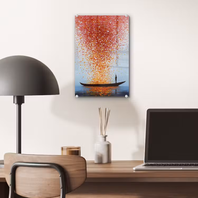 Glas schilderij - Wolk - Confetti - Boot - Wateroppervlakte — 7