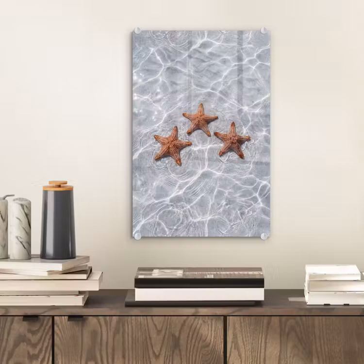 Glas schilderij - Zeesterren - Water - Helder — 2